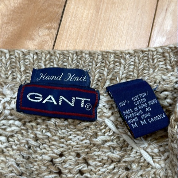 Gant Hand Knit Brown and Cream Open Cable Pattern - Picture 5 of 9